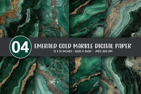 Download Emerald Gold Marble Digital Paper - Premium Resources
